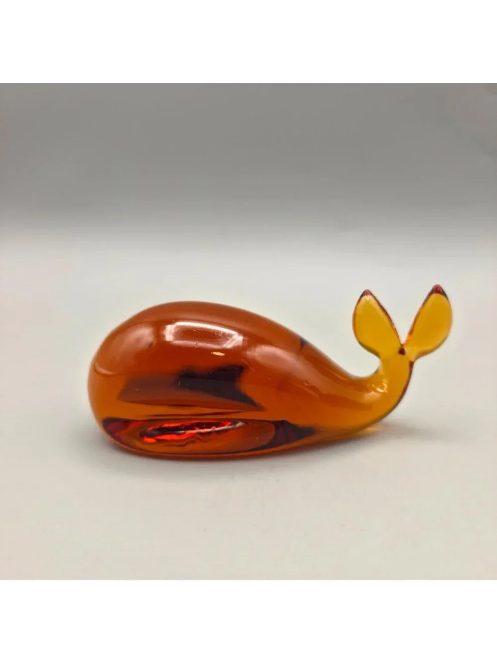 Pilgrim Handblown Glass Whale Figurine Amber Color Decorative Collectible 1950s